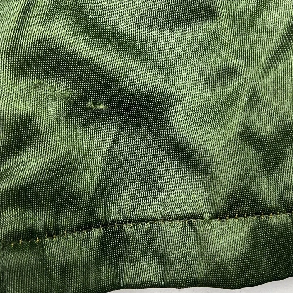 70s/80s Satin Utility Jacket Mens L Green Vintage Zip Up Bomber Side Vents